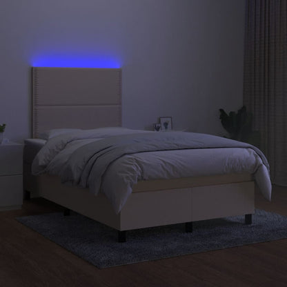 Boxspringbett mit Matratze & LED Creme 120x190 cm Stoff