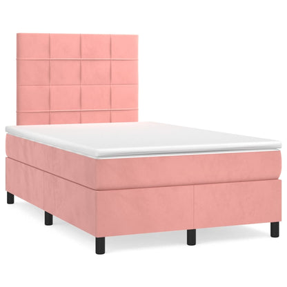 Boxspringbett mit Matratze & LED Rosa 120x190 cm Samt