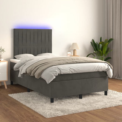 Boxspringbett mit Matratze & LED Dunkelgrau 120x190 cm Samt