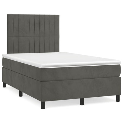 Boxspringbett mit Matratze & LED Dunkelgrau 120x190 cm Samt