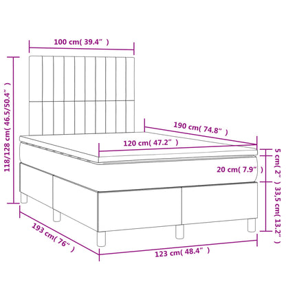 Boxspringbett mit Matratze & LED Schwarz 120x190 cm Samt