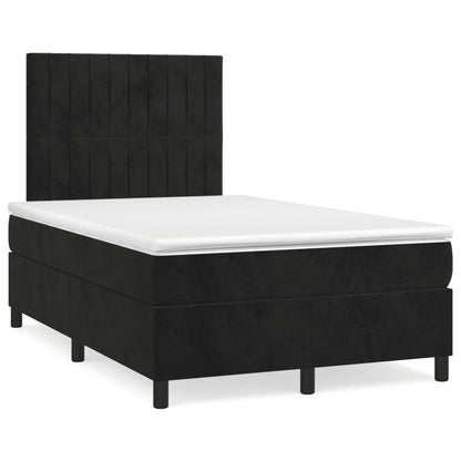 Boxspringbett mit Matratze & LED Schwarz 120x190 cm Samt