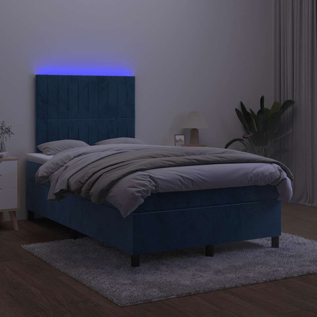 Boxspringbett mit Matratze & LED Dunkelblau 120x190 cm Samt