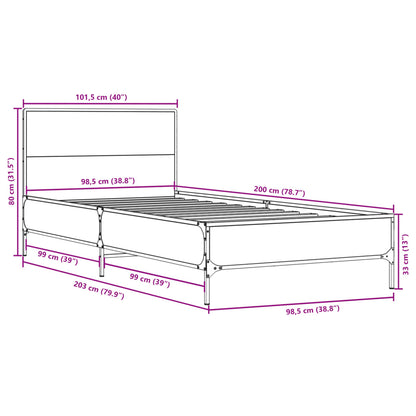 Bettgestell Schwarz 100x200 cm Holzwerkstoff und Metall