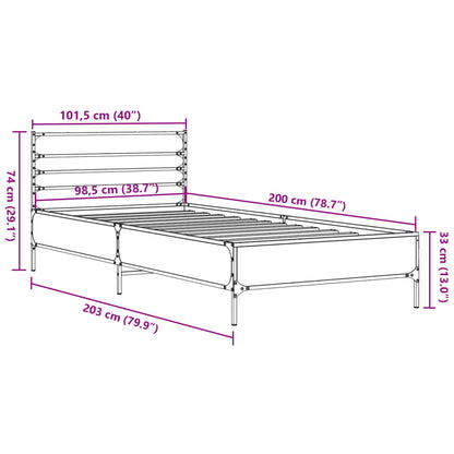 Bettgestell Sonoma-Eiche 100x200 cm Holzwerkstoff und Metall