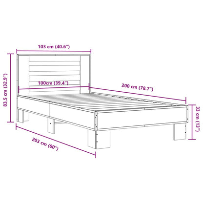 Bettgestell Schwarz 100x200 cm Holzwerkstoff und Metall