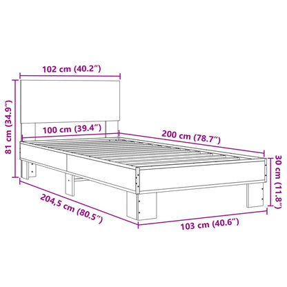 Bettgestell Sonoma-Eiche 100x200 cm Holzwerkstoff und Metall