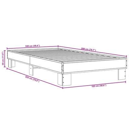 Bettgestell Grau Sonoma 100x200 cm Holzwerkstoff und Metall