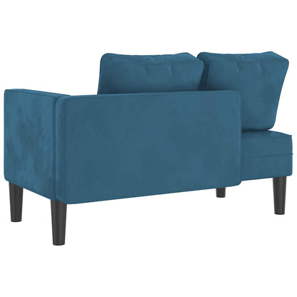 Chaiselongue mit Kissen Blau Samt