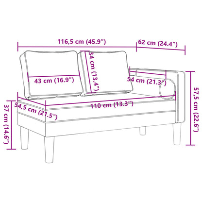 Chaiselongue mit Kissen Hellgrau Samt