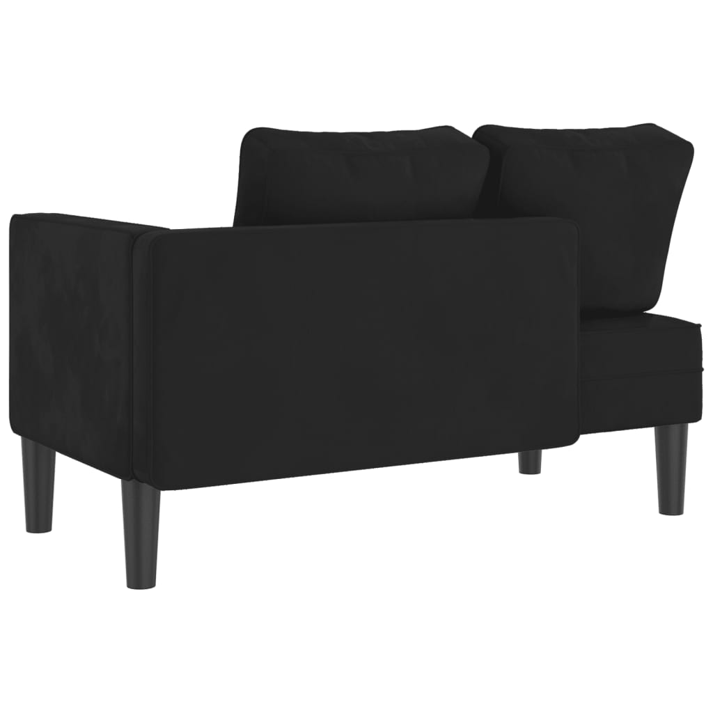 Chaiselongue mit Kissen Schwarz Samt