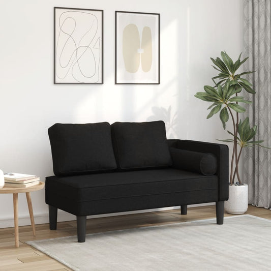 Chaiselongue mit Kissen Schwarz Stoff