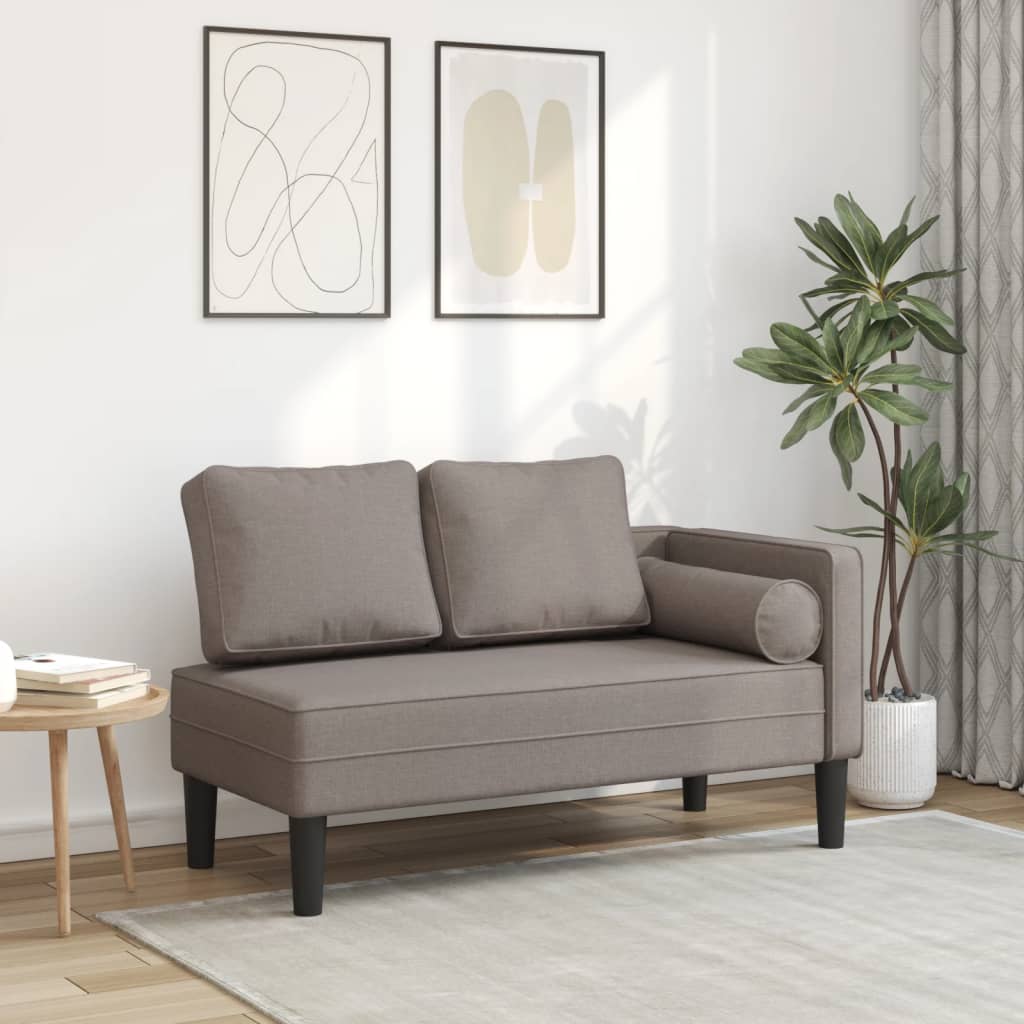 Chaiselongue mit Kissen Taupe Stoff