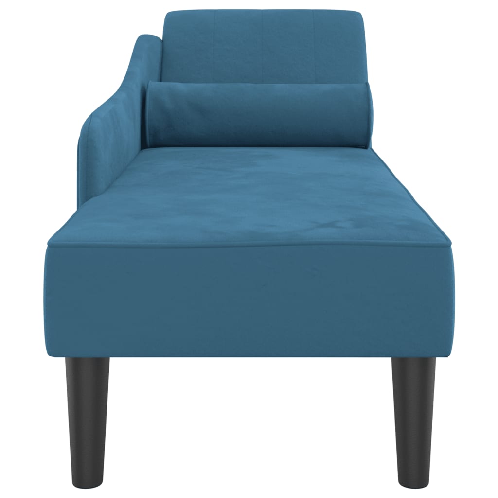 Chaiselongue mit Kissen Blau Samt