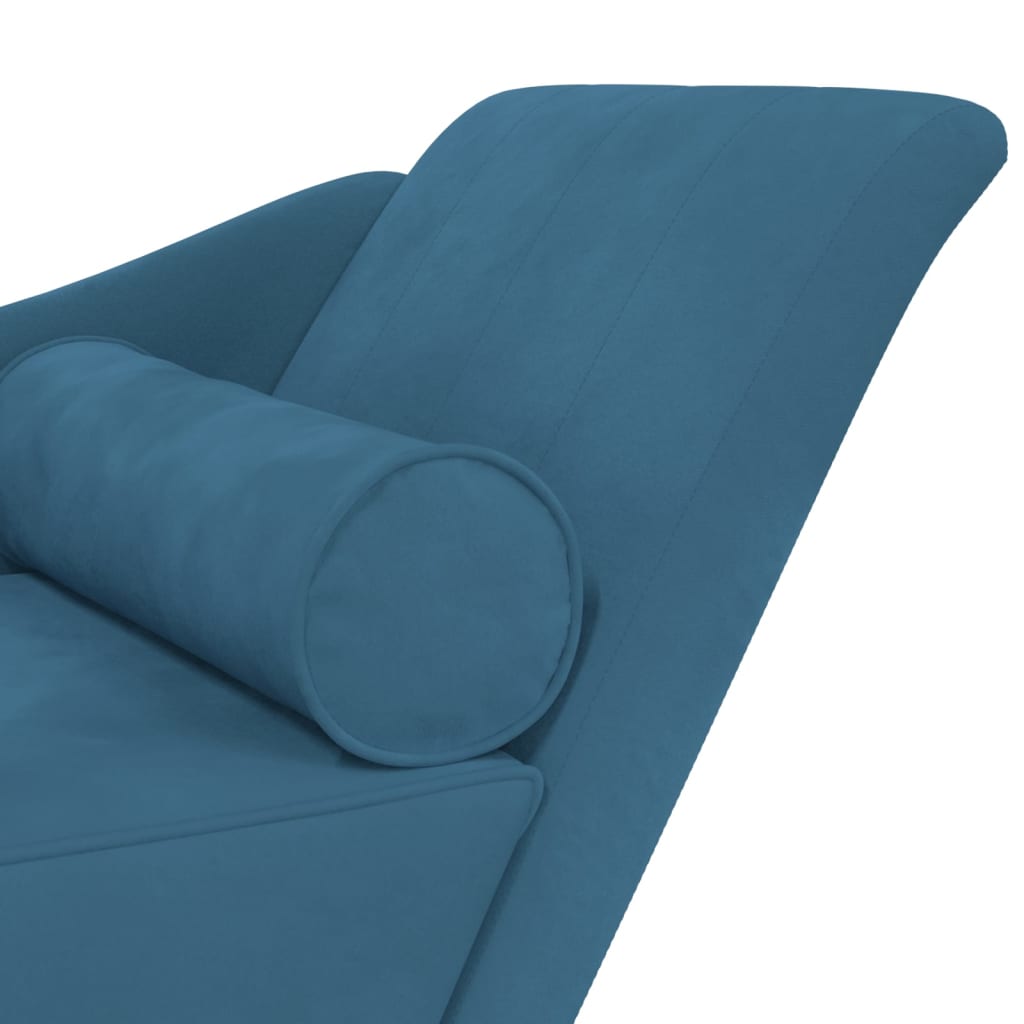 Chaiselongue mit Kissen Blau Samt