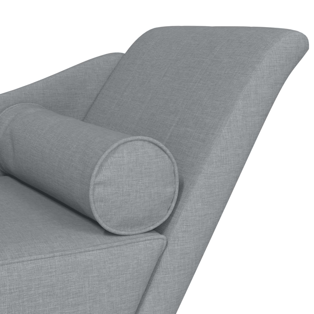 Chaiselongue mit Kissen Hellgrau Stoff