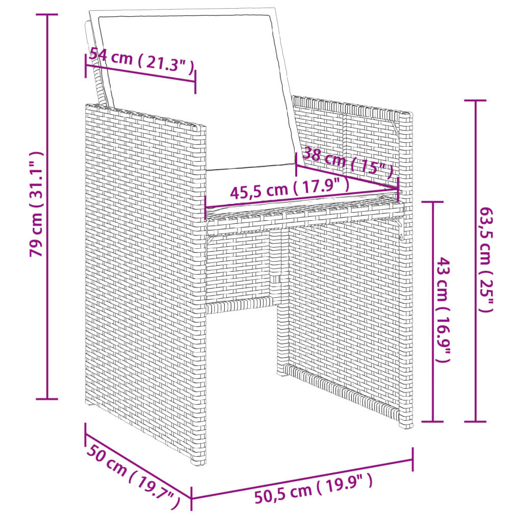 15-tlg. Garten-Essgruppe mit Kissen Beige Poly Rattan