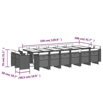 17-tlg. Garten-Essgruppe mit Kissen Beigemischung Poly Rattan