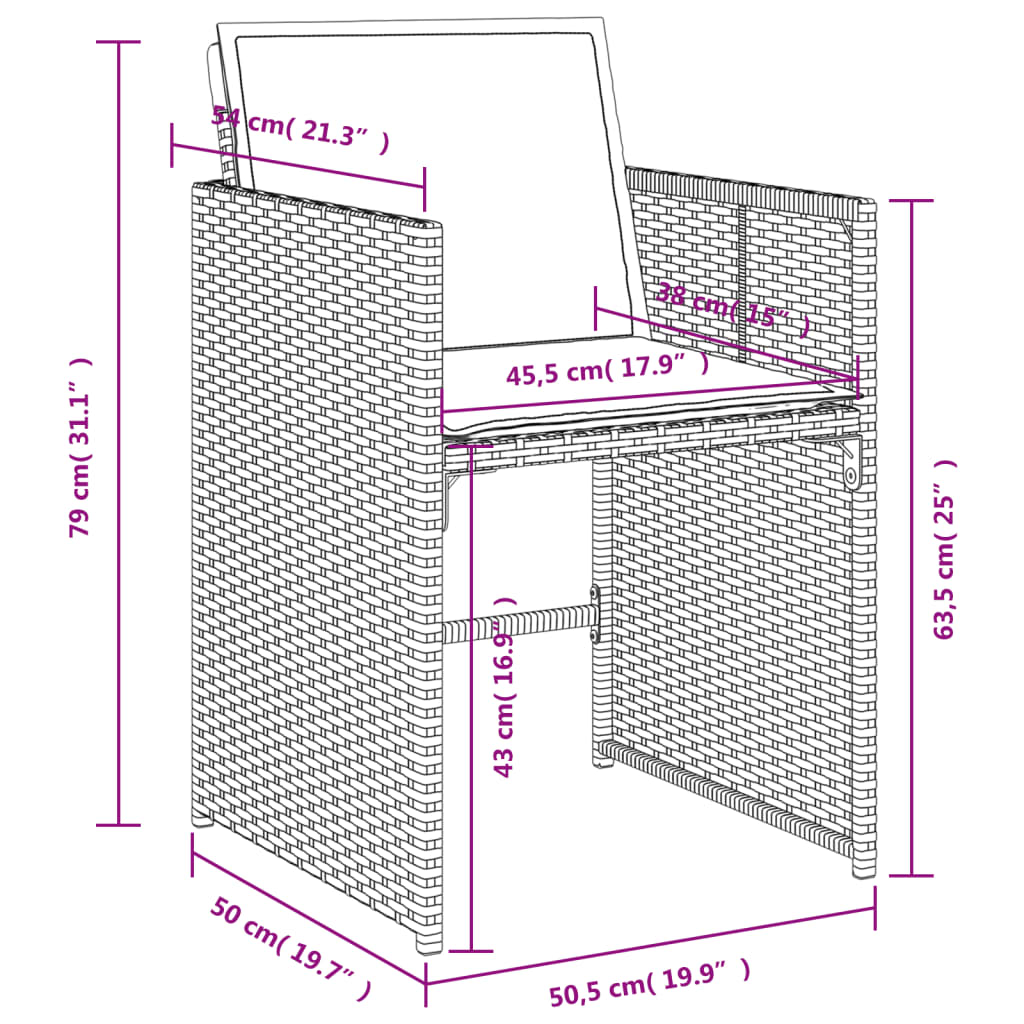 13 uds. Conjunto de comedor de jardín con cojines de poliratán mezcla beige