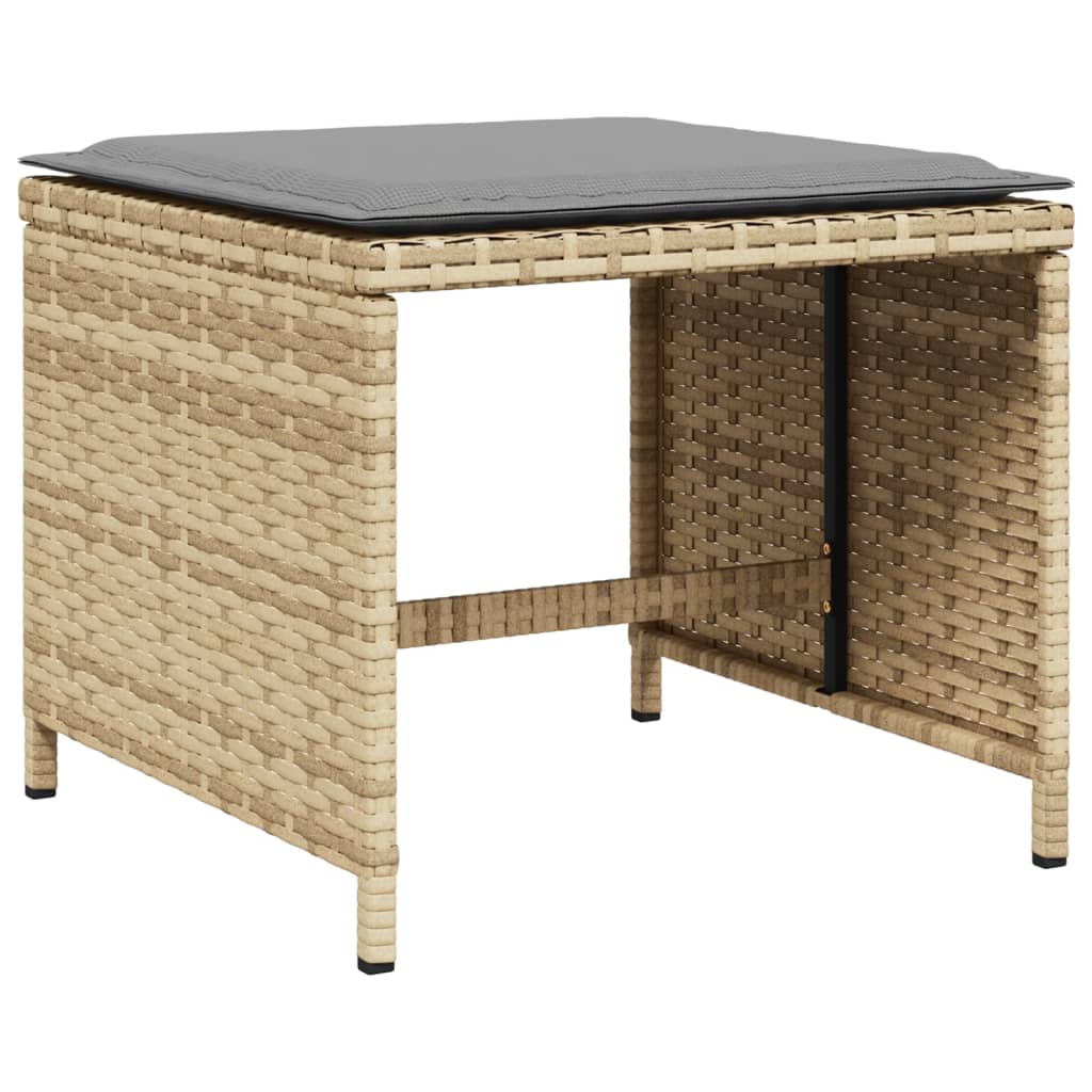 13 uds. Conjunto de comedor de jardín con cojines de poliratán mezcla beige