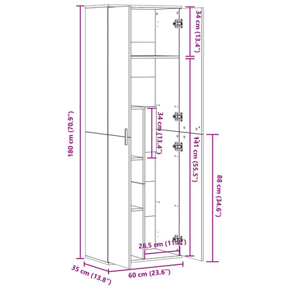 Buffet haut chêne Sonoma 60x35x180 cm matériau bois