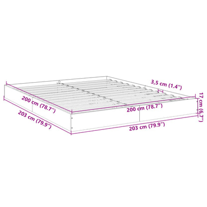 Bettgestell Grau Sonoma 200x200 cm Holzwerkstoff