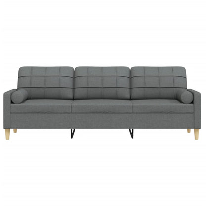 Sofa 3-Sitzer mit Zierkissen Dunkelgrau 210 cm Stoff