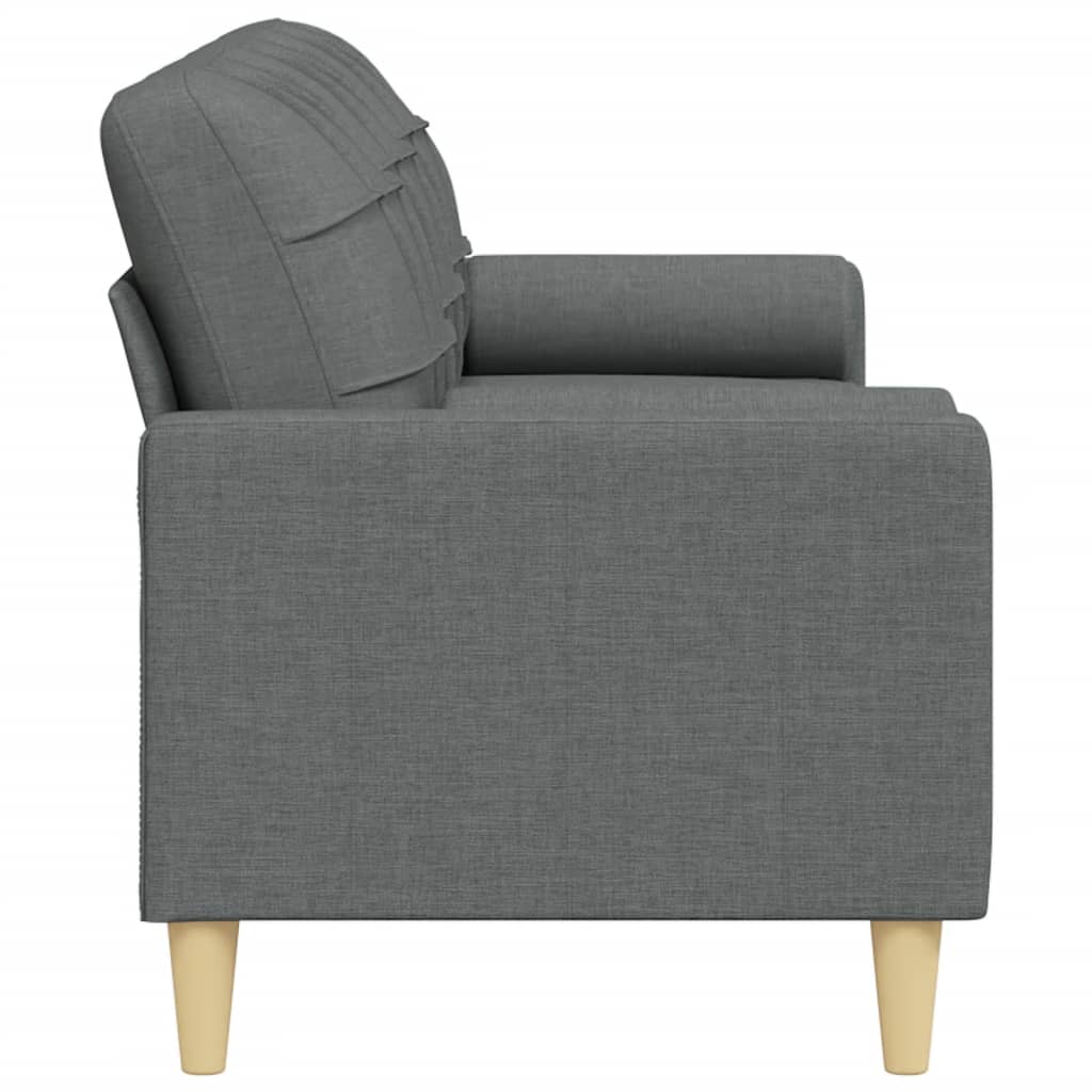 Sofa 3-Sitzer mit Zierkissen Dunkelgrau 210 cm Stoff