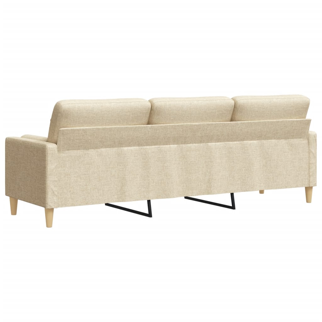 Sofa 3-Sitzer mit Zierkissen Creme 210 cm Stoff