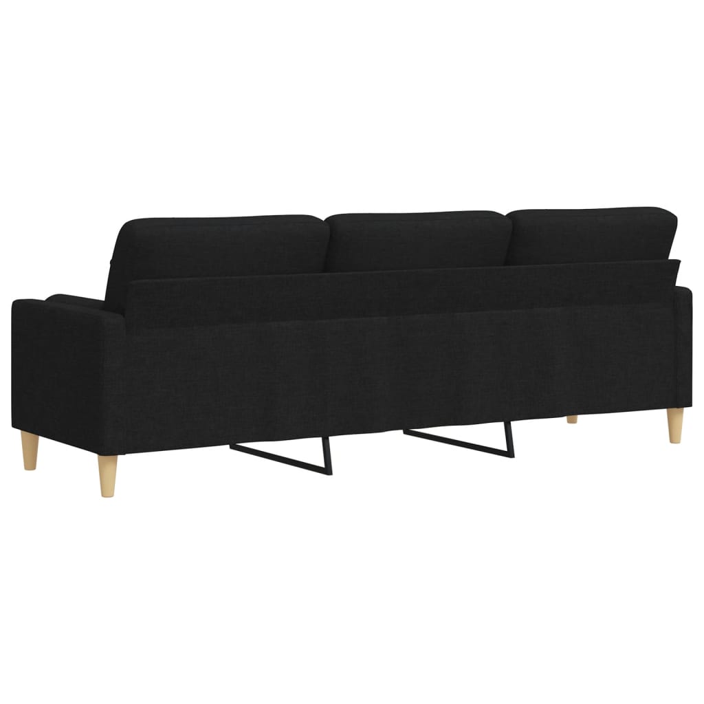 Sofa 3-Sitzer mit Zierkissen Schwarz 210 cm Stoff