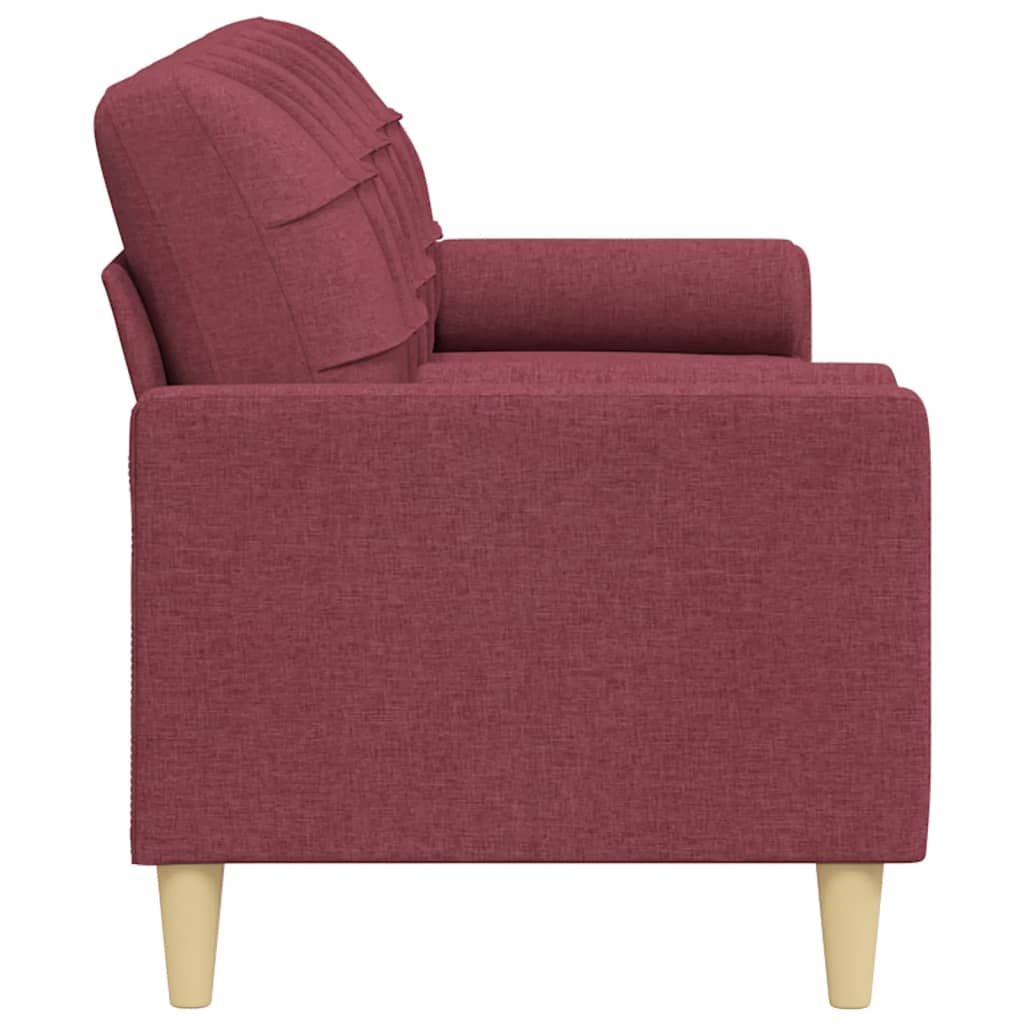 Sofa 3-Sitzer mit Zierkissen Weinrot 210 cm Stoff