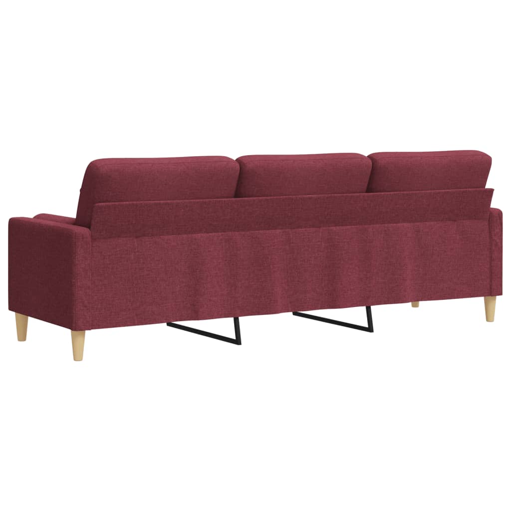 Sofa 3-Sitzer mit Zierkissen Weinrot 210 cm Stoff