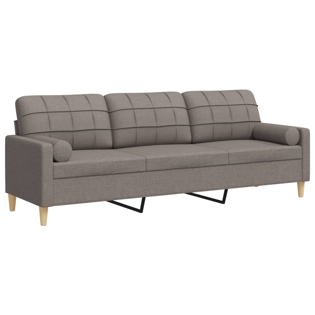 Sofa 3-Sitzer mit Zierkissen Taupe 210 cm Stoff