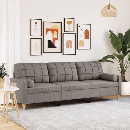 Sofa 3-Sitzer mit Zierkissen Taupe 210 cm Stoff