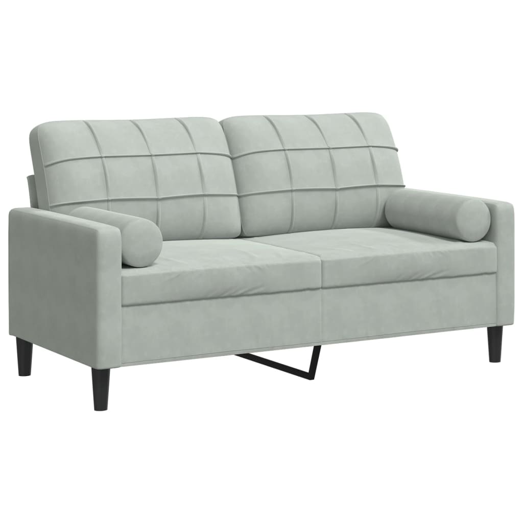 2-Sitzer-Sofa mit Zierkissen Hellgrau 140 cm Samt