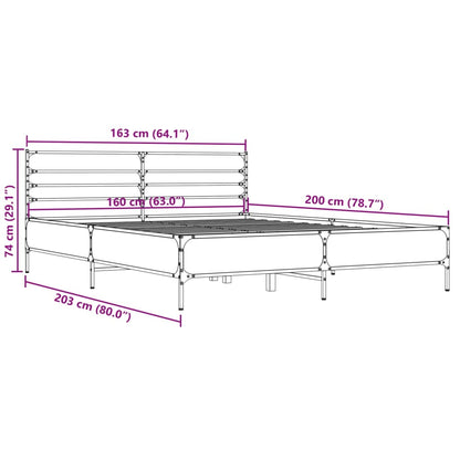 Bettgestell Schwarz 160x200 cm Holzwerkstoff und Metall