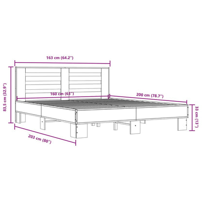 Bettgestell Schwarz 160x200 cm Holzwerkstoff und Metall