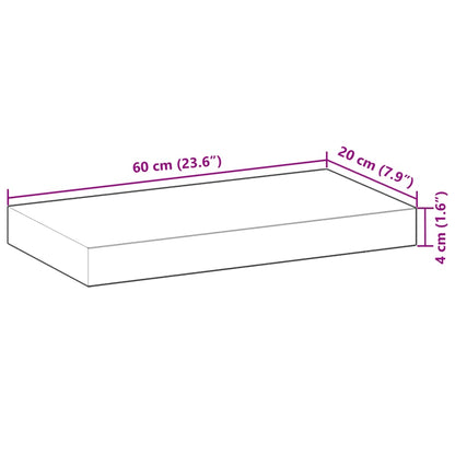 Schweberegal 60x20x4 cm Massivholz Akazie Unbehandelt