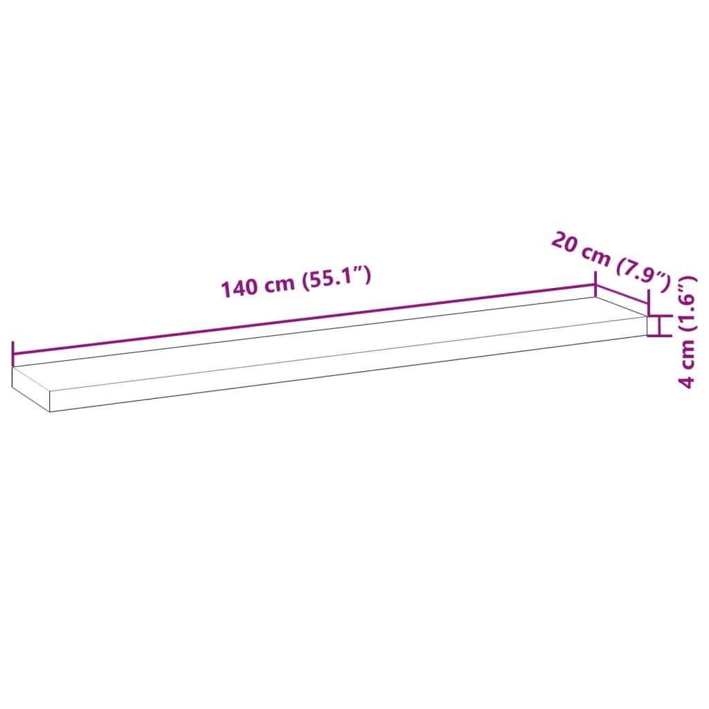 Schweberegale 2 Stk. 140x20x4 cm Massivholz Akazie Unbehandelt