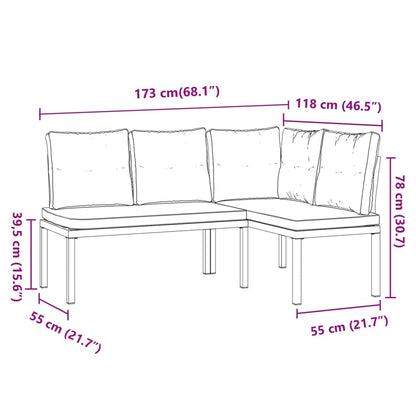 Bancs de jardin avec coussins 2 pcs. Acier thermolaqué noir.