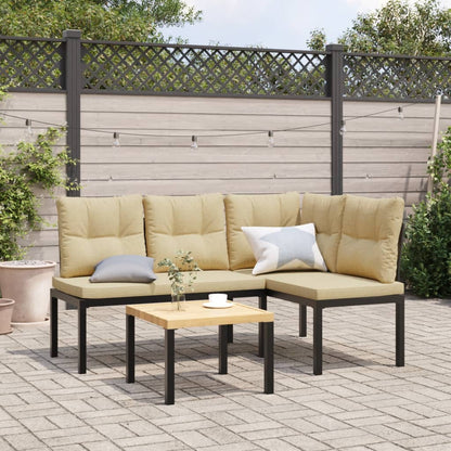 Bancs de jardin avec coussins 2 pcs. Acier thermolaqué noir.