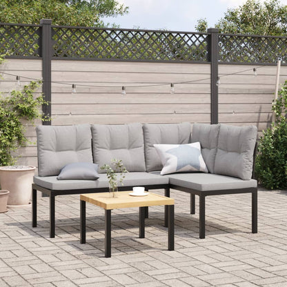 Bancs de jardin avec coussins 2 pcs. Acier thermolaqué noir.