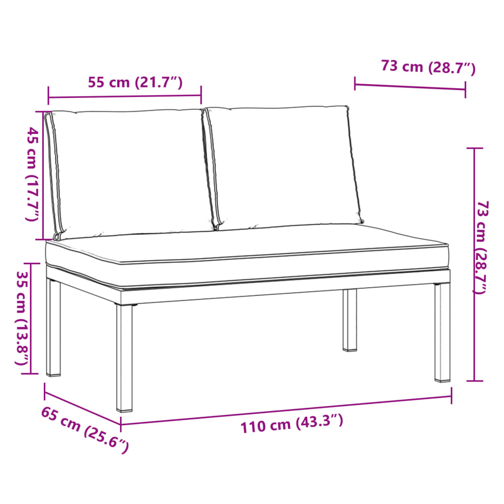 Banc de jardin avec coussin aluminium noir