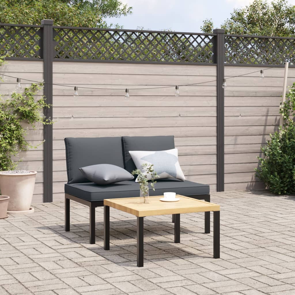 Banc de jardin avec coussin aluminium noir