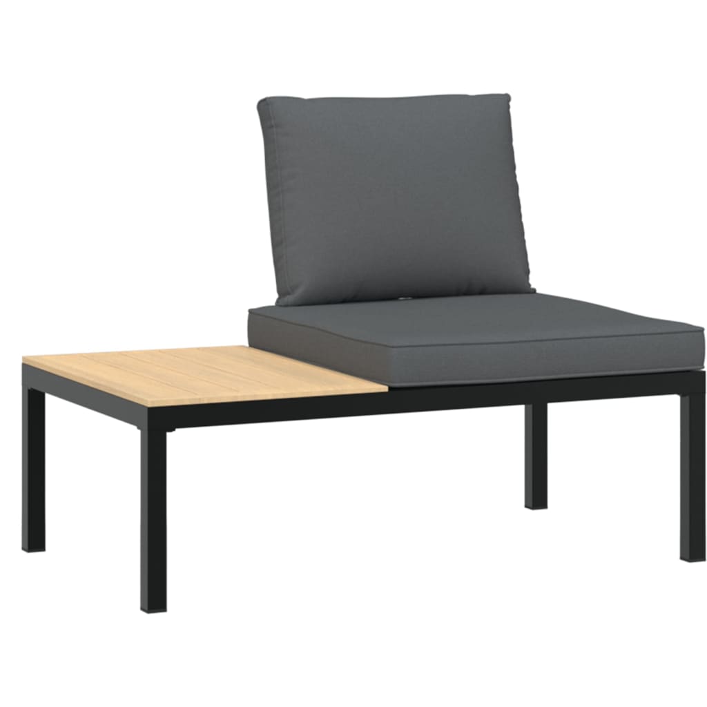 Banc de jardin avec coussin aluminium noir