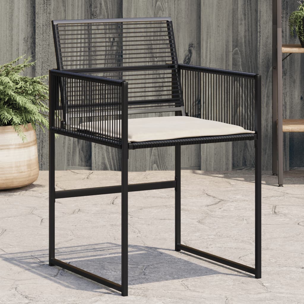 Gartenstühle mit Kissen 4 Stk. Schwarz Poly Rattan