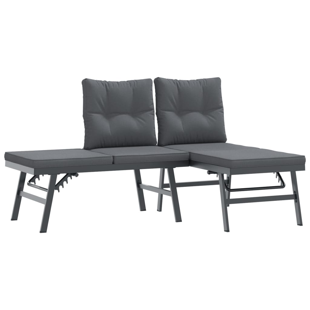 Bancs de jardin avec coussins 2 pcs. Acier thermolaqué noir.