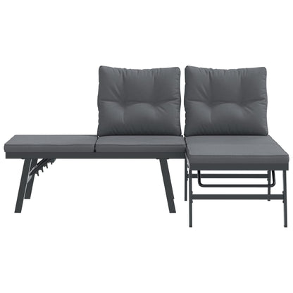 Bancs de jardin avec coussins 2 pcs. Acier thermolaqué noir.