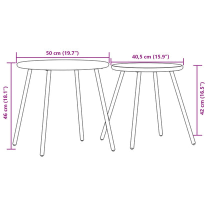 Garten-Couchtisch 2 Stk. Rund Schwarz Pulverbeschichteter Stahl