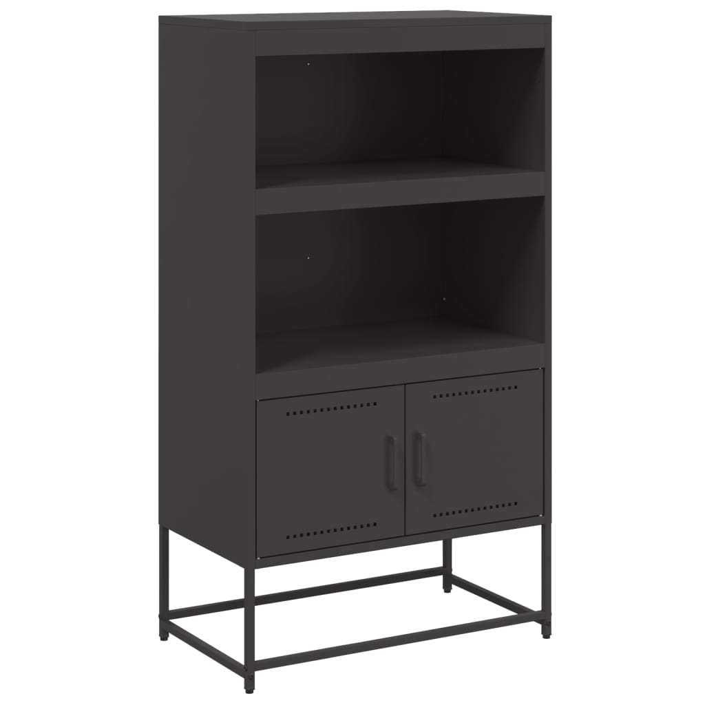 Buffet haut noir 68,5x38,5x123,5 cm en acier